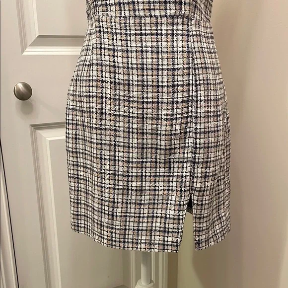 Abercrombie & Fitch Tweed plaid Navy and White Mini Dress - Picture 3 of 14